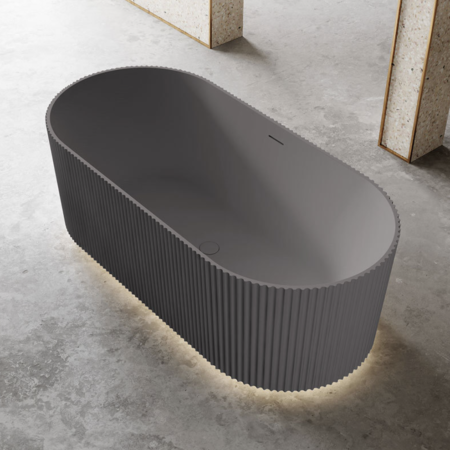 Original Oval Vertical line Stripes Freestanding Acrylic Bathtub 1500mm (Matt Black)